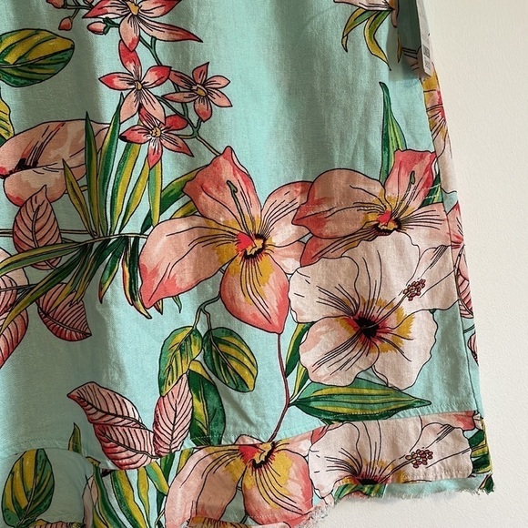 NWT Tropical Linen Blend Skirt For Cynthia Large Blue Floral Botanical Pink - Picture 8 of 15